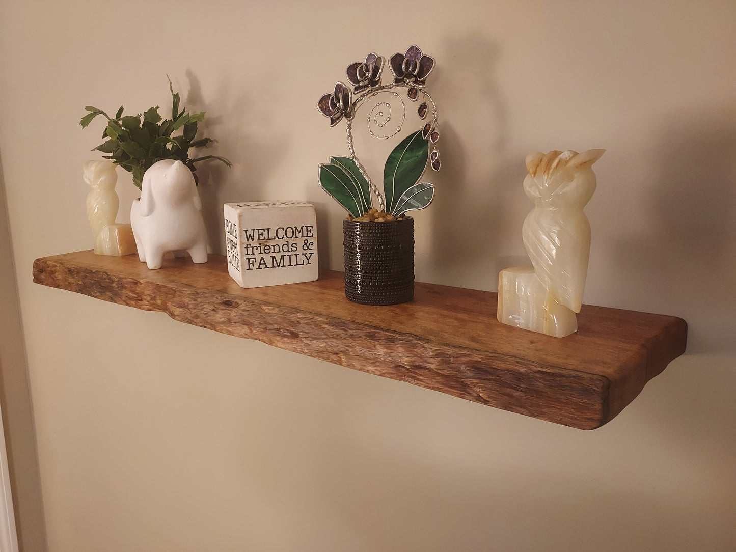 Live Edge Figured Cherry Floating Shelf