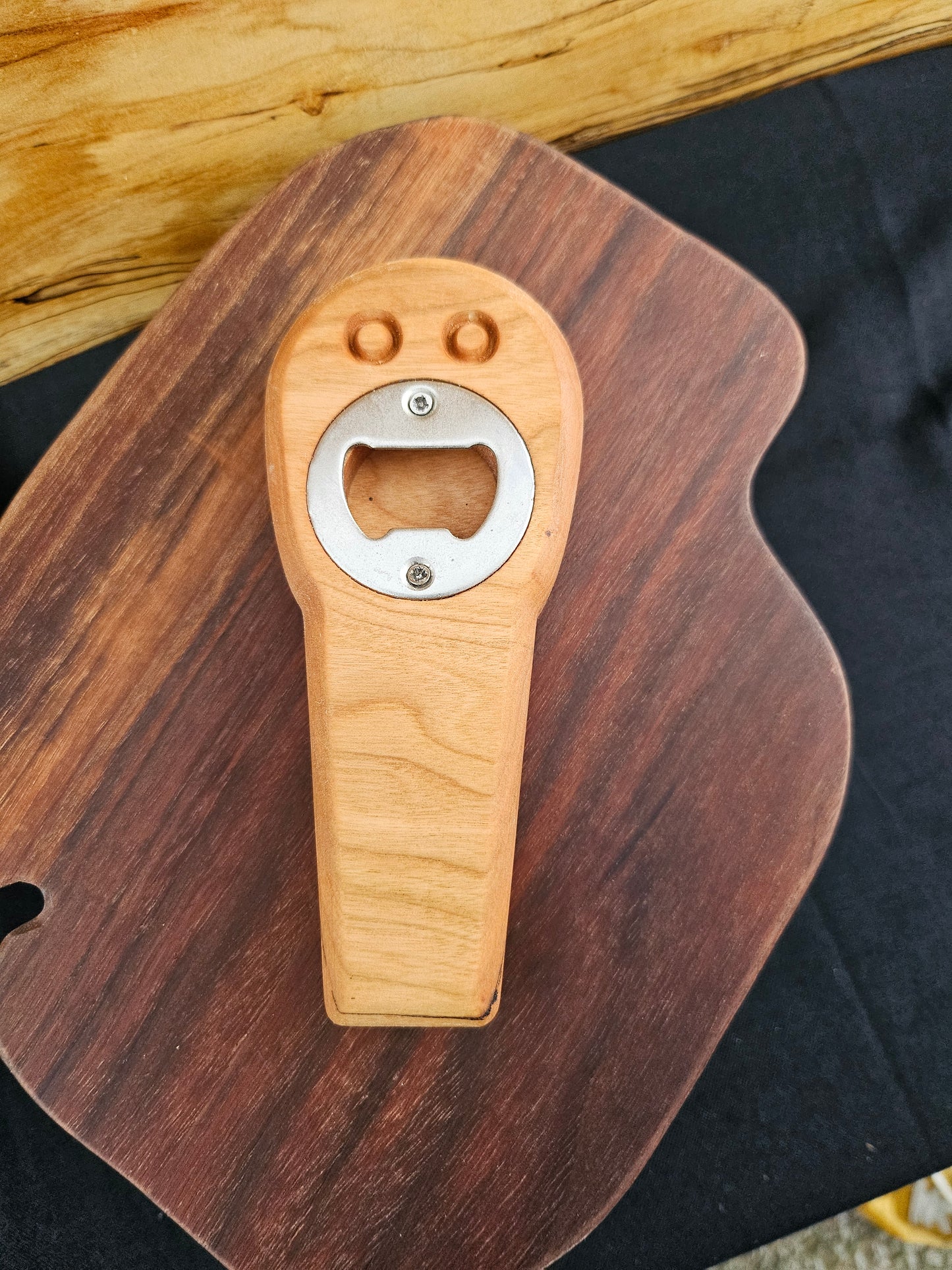 Handcrafted Cherry Bottle Opener | Engraved Woods & Goods Logo | Made in Chattanooga