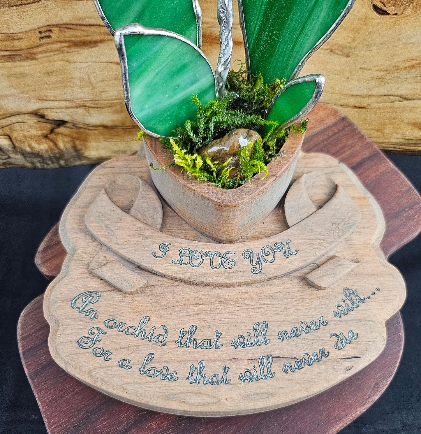 Lover's Sky Orchid | Tiffany-Style Stained Glass Sculpture | Romantic Gift | One of a Kind