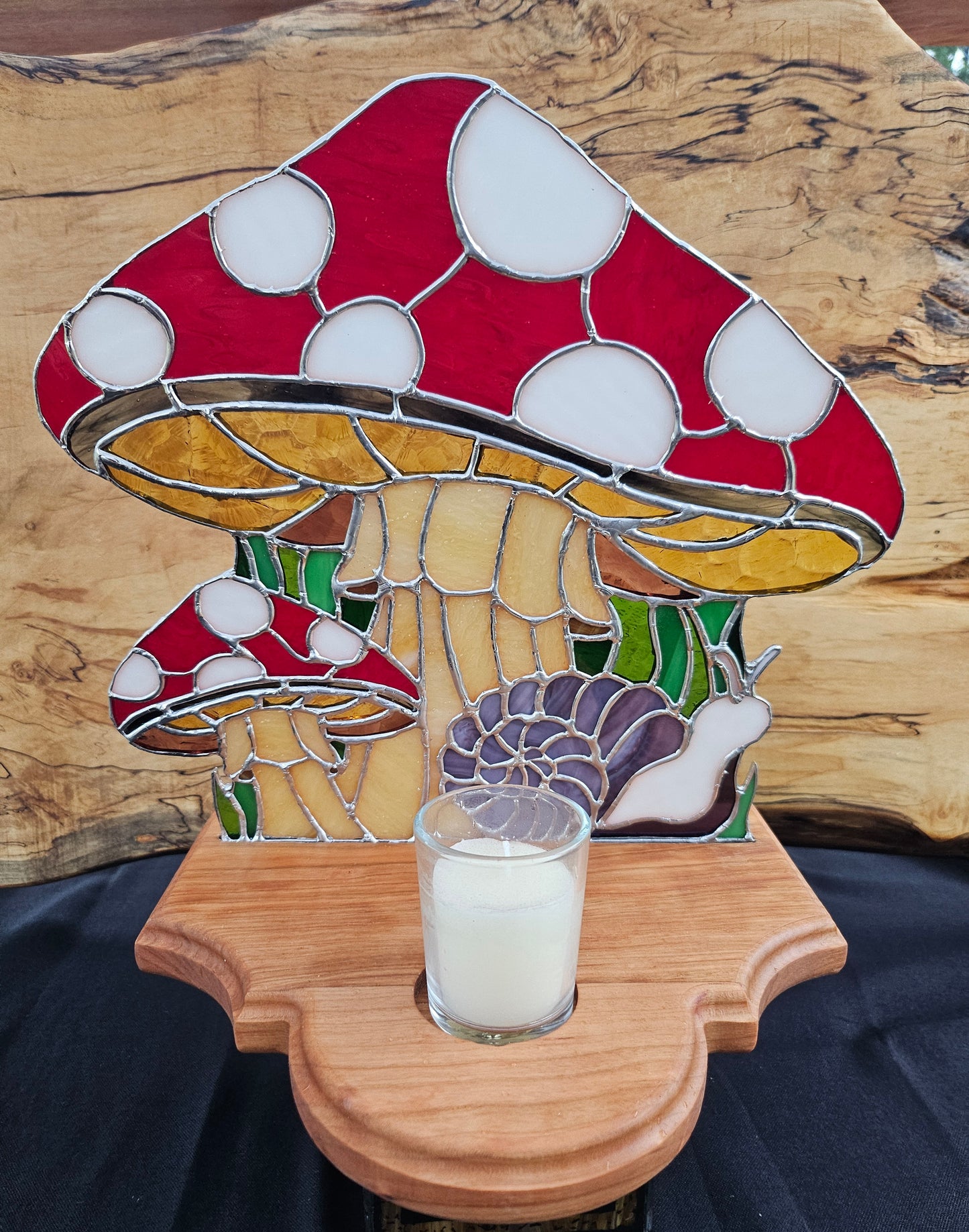 Rest Beneath the Caps | Tiffany-Style Stained Glass Panel | Candle-Lit | One of a Kind