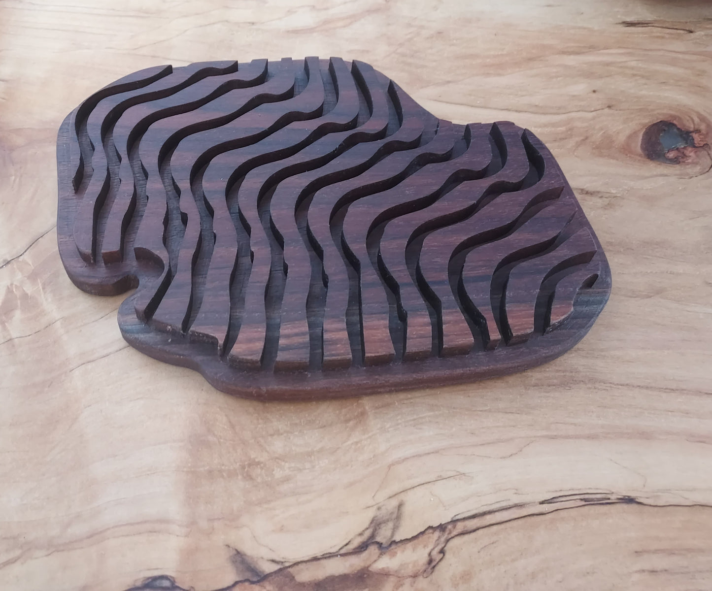 Wood Trivet for Hot Dishes | Solid Walnut Wave Pattern | Made in Chattanooga TN