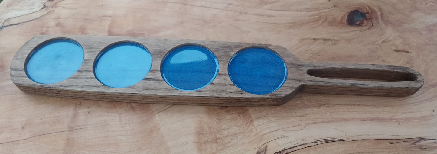 Beer Flight Tray | Solid Oak Tasting Paddle, Holds 4 Glasses | Made in Chattanooga TN