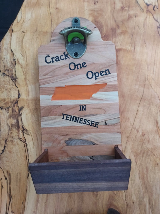 Tennessee Wall Mount Bottle Opener | Cherry & Maple | Bar & Man Cave Gift