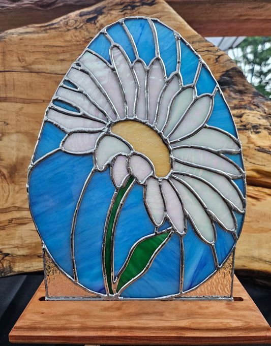 Field of One | Tiffany-Style Stained Glass Daisy Panel | Candle-Lit | One of a Kind