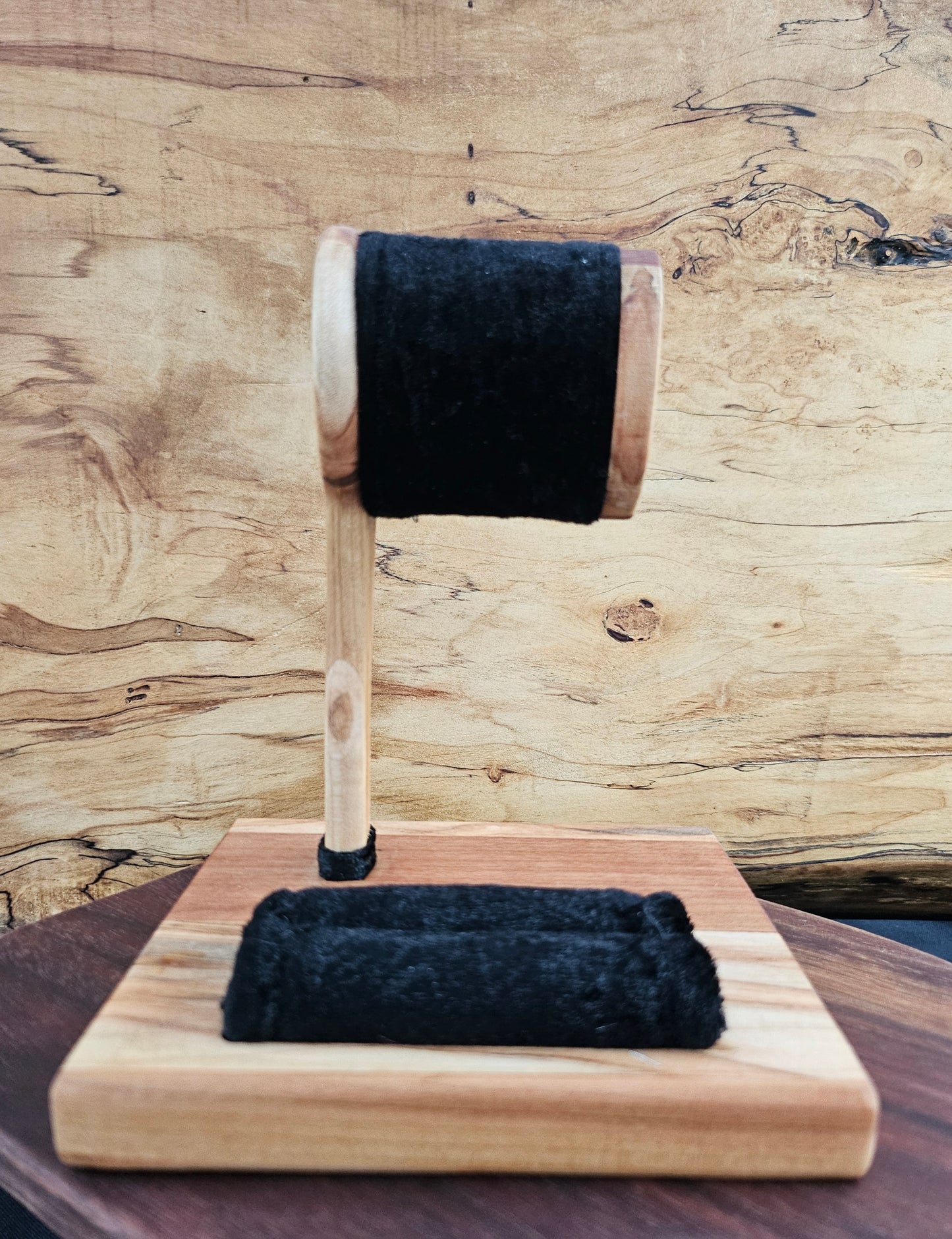 Handcrafted Maple & Cherry Jewelry Holder | Crushed Velvet Accents | Made in Chattanooga