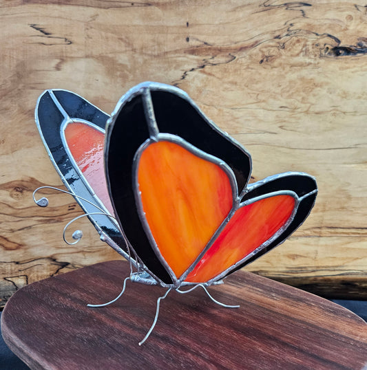 Wings in Glass | Tiffany-Style Stained Glass Butterfly Sculpture | One of a Kind