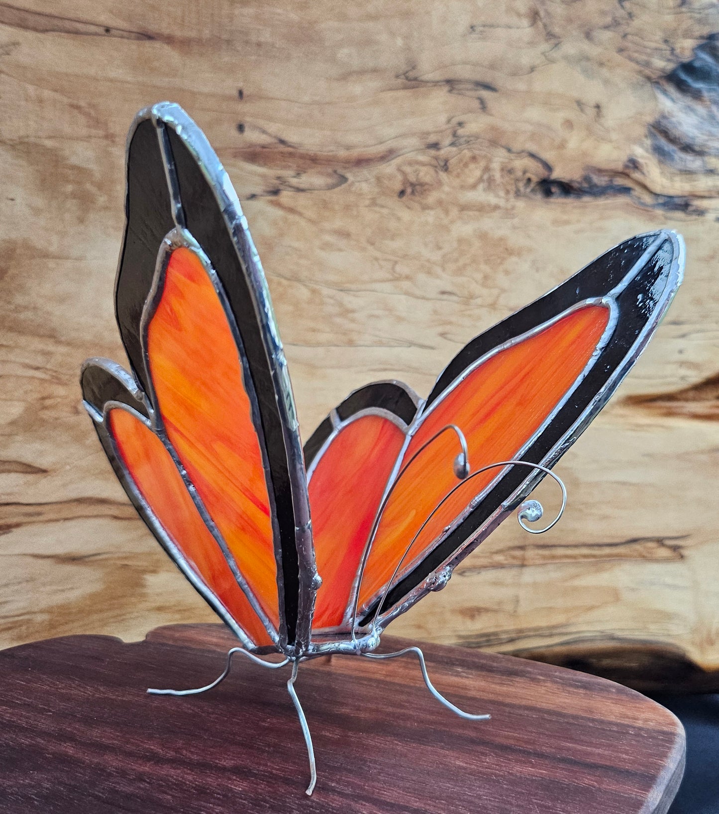 Wings in Glass | Tiffany-Style Stained Glass Butterfly Sculpture | One of a Kind