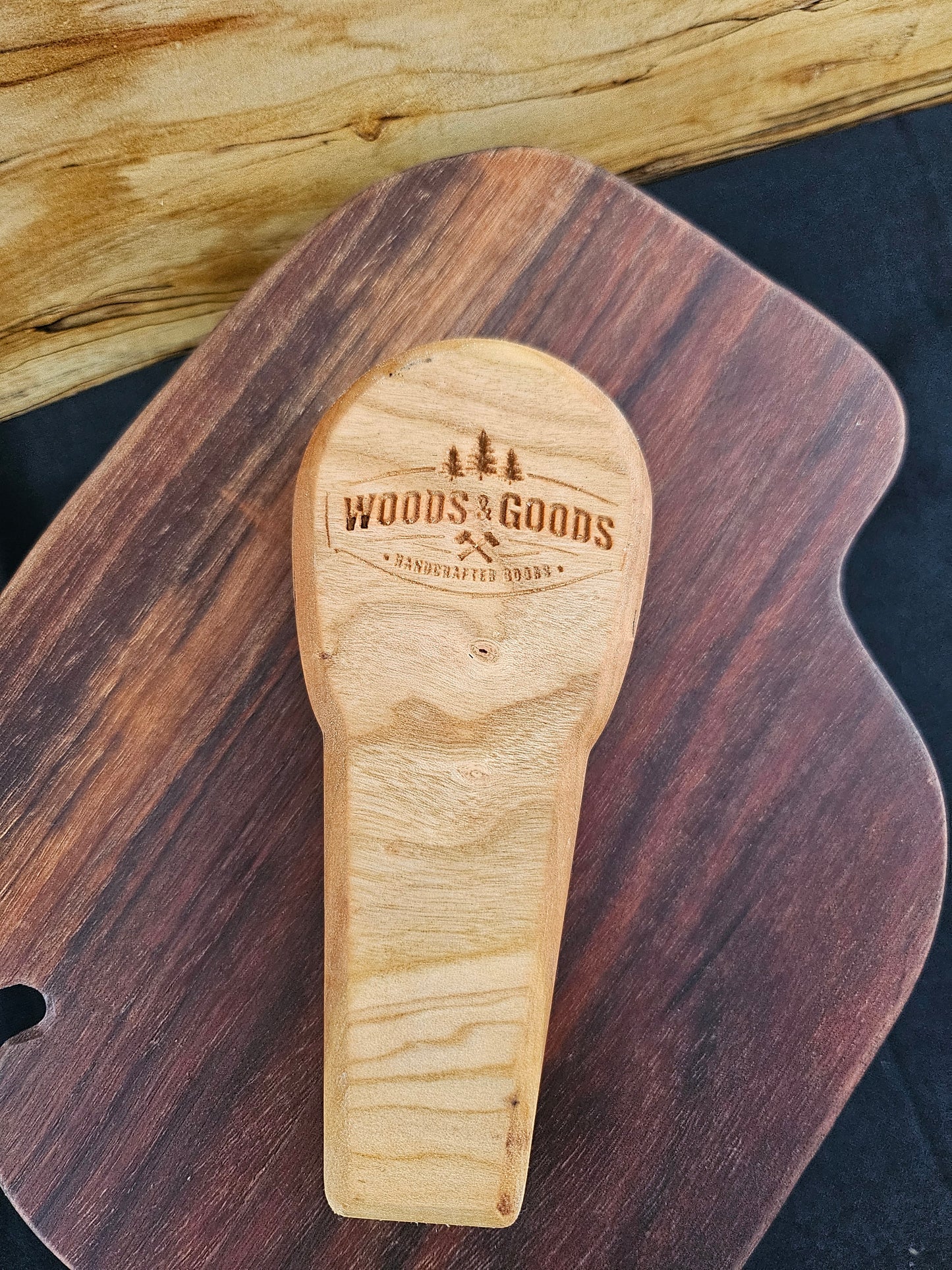 Handcrafted Cherry Bottle Opener | Engraved Woods & Goods Logo | Made in Chattanooga