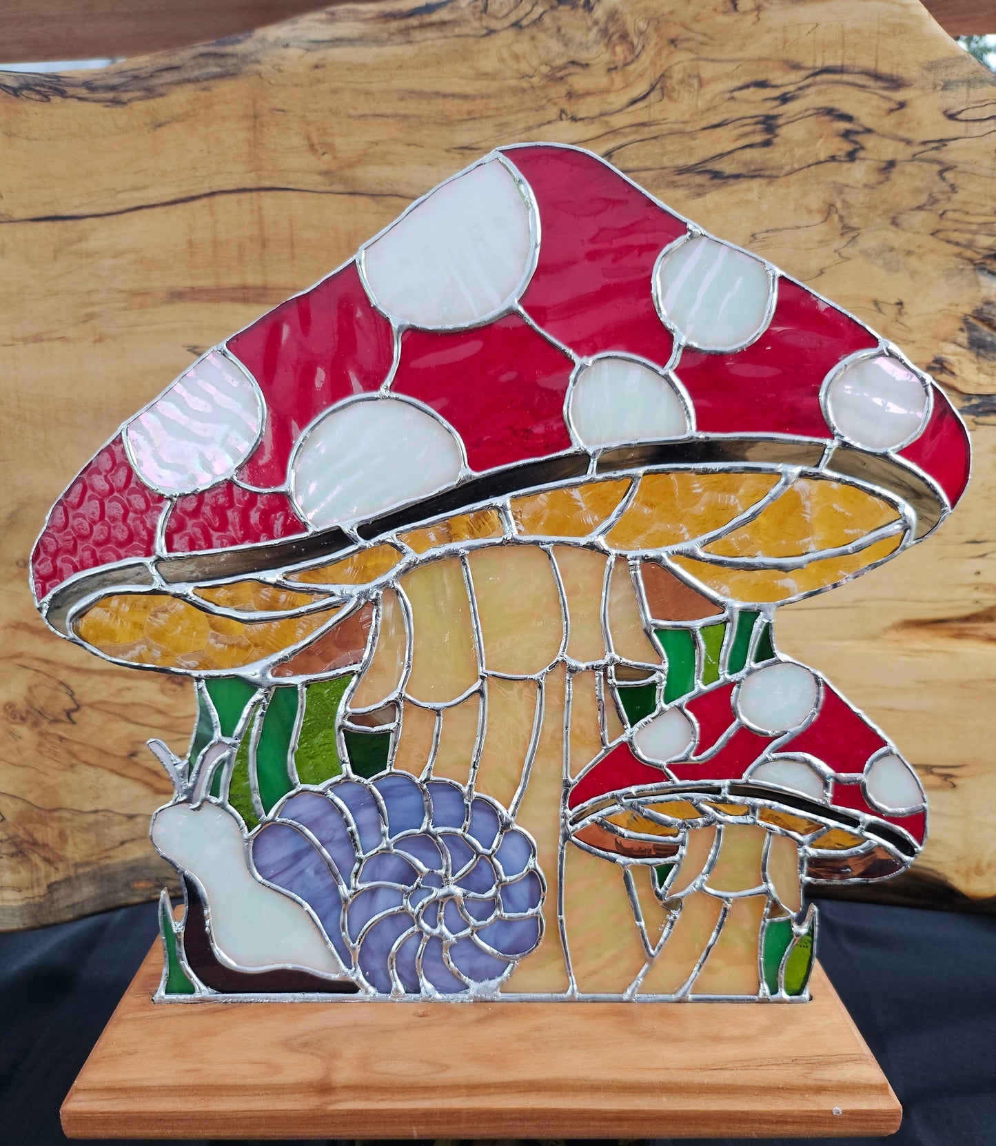 Rest Beneath the Caps | Tiffany-Style Stained Glass Panel | Candle-Lit | One of a Kind