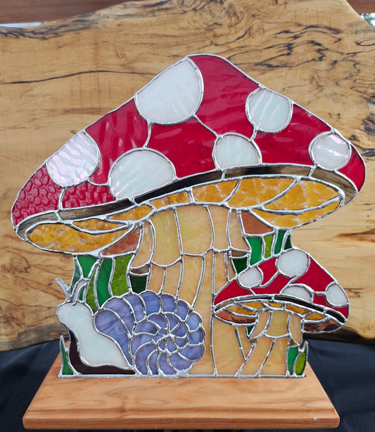 Rest Beneath the Caps | Tiffany-Style Stained Glass Panel | Candle-Lit | One of a Kind