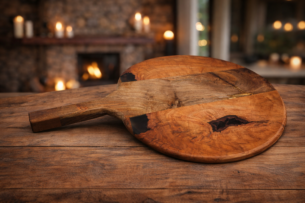 Solid Hardwood Pizza Serving Tray – 15” Serving Surface