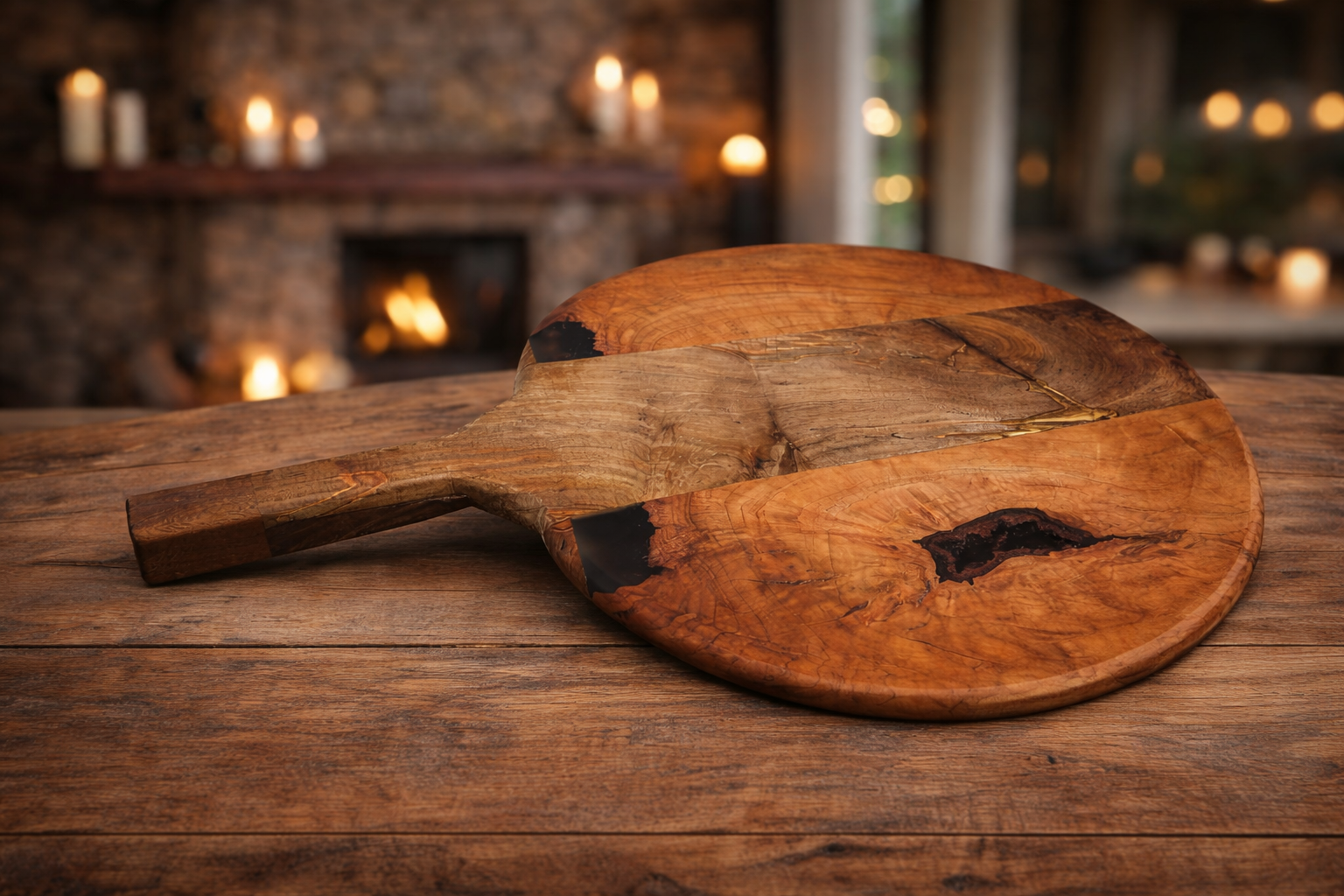 Solid Hardwood Pizza Serving Tray – 15” Serving Surface