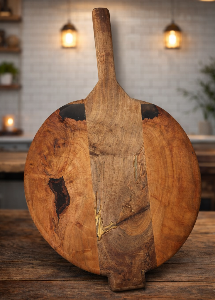 Solid Hardwood Pizza Serving Tray – 15” Serving Surface