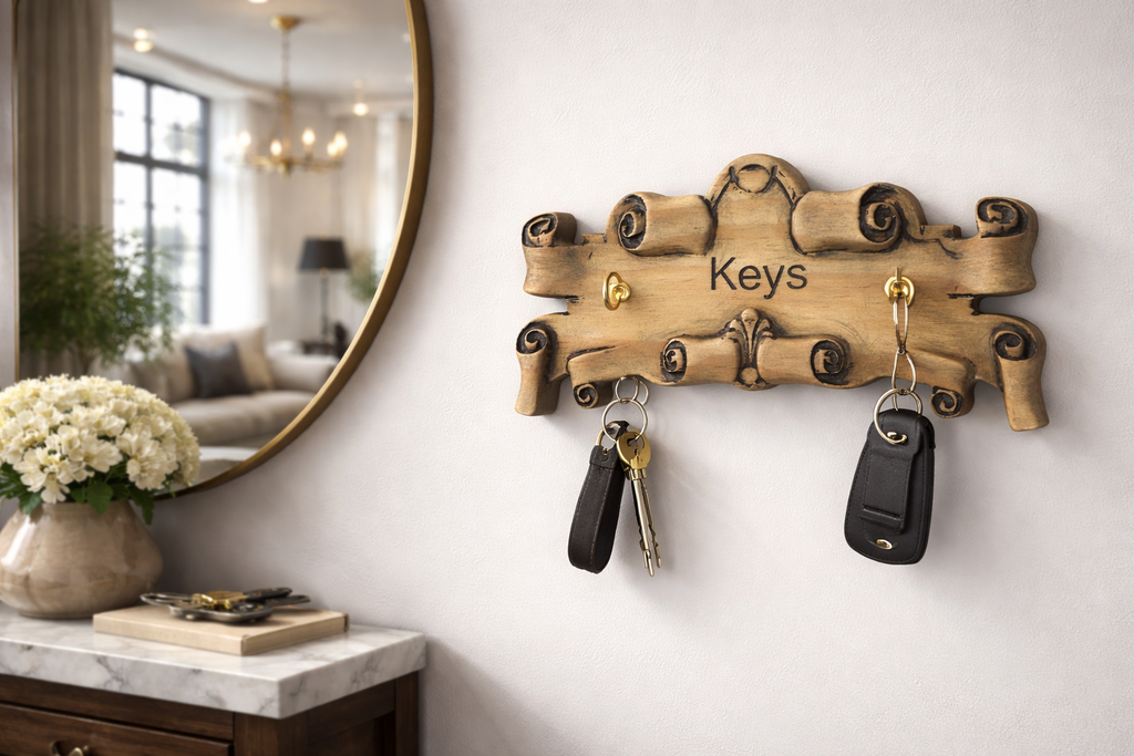 Handcrafted Engraved Wall-Mount Key Holder