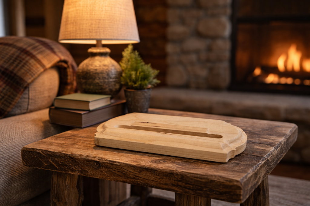 Unfinished SLEAK Cherry Wood Display BASE for Stained & Fused Glass Panels