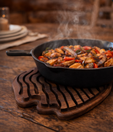 Walnut Trivet with Heat-Venting Design – Cast Iron Safe