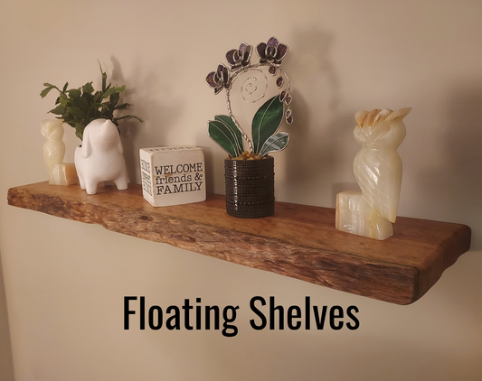 Live Edge Figured Cherry Floating Shelf