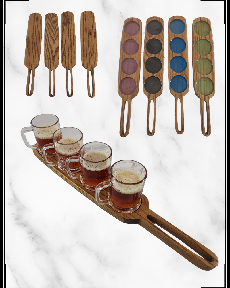 Handcrafted Oak Beer Flight Tray
