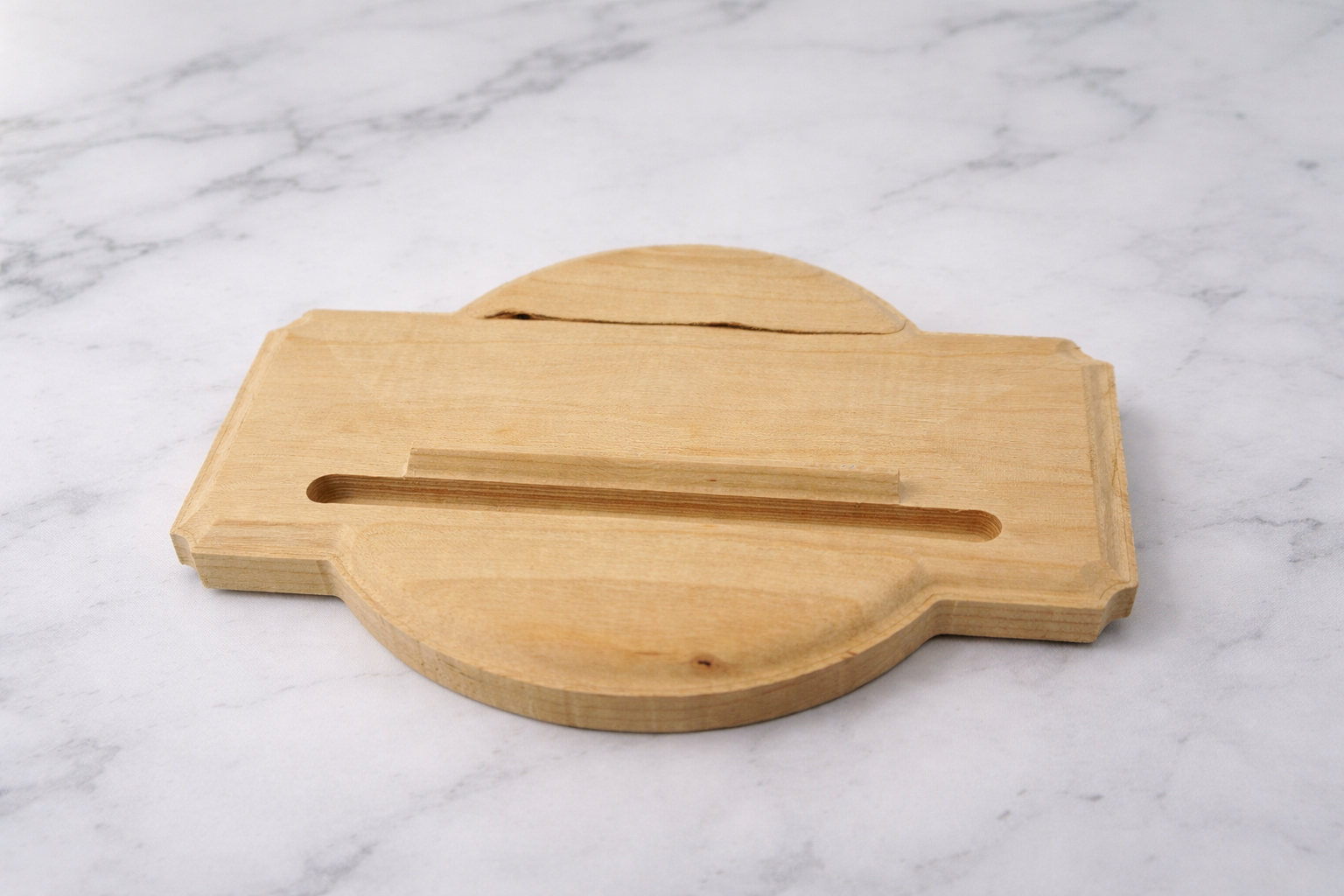 Unfinished ROUNDED Cherry Wood Display BASE for Stained & Fused Glass Panels